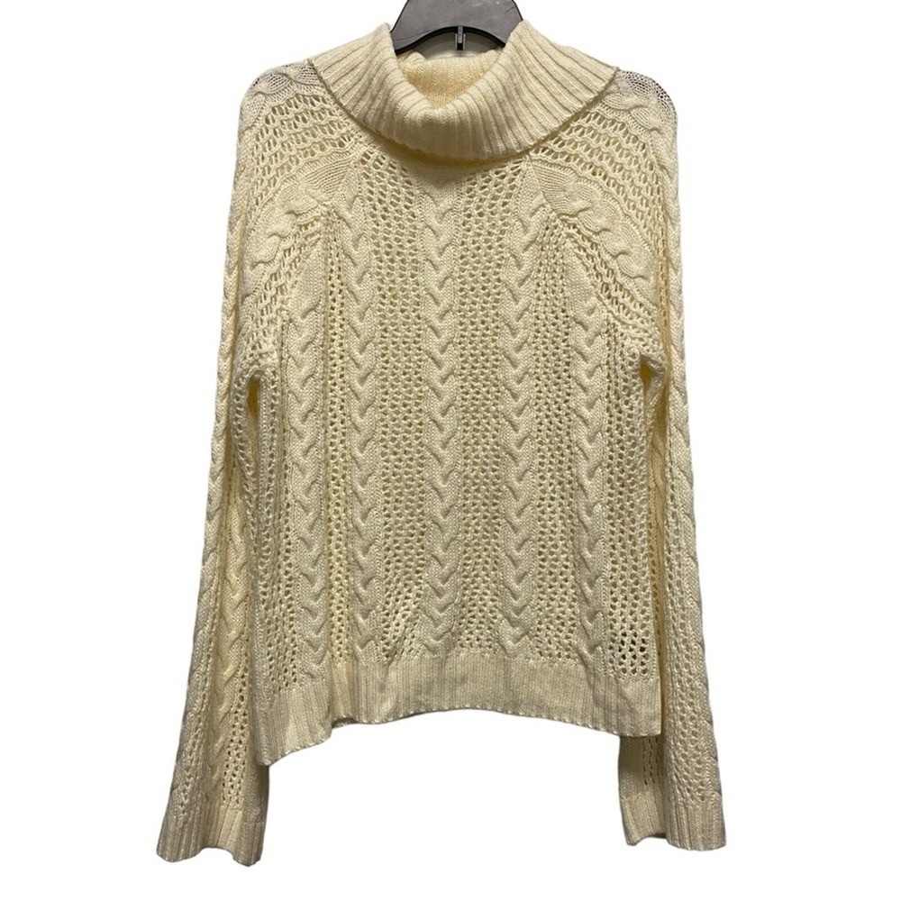 Marled‎ Womens Large Cowl Neck Open Knit Cable Knit Pullover Sweater